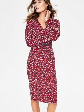Boden Hannah Sheath Midi Dress in Poinsettia, Size 4L